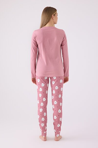 Arnetta Kadın Pembe Good Best Friend Forever Uzun Kol Pijama Takımı (Anne-Kız Kombin Yapılabilir)