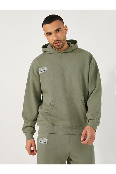 Styli Patch Detail Fleece Oversized Hoodie & Cuffed Joggers Co-Ords