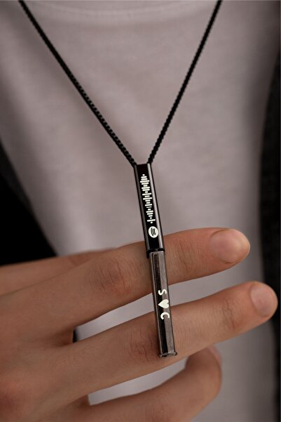 OSMANLI GÜMÜŞ قلادة رجالية من الفولاذ - قلادة من الفولاذ قابلة للفتح من سبوتيفي