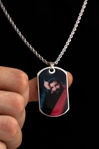 OSMANLI GÜMÜŞ Erkek Kolye-Çelik Ahmet Kaya Baskılı Asker Künyesi