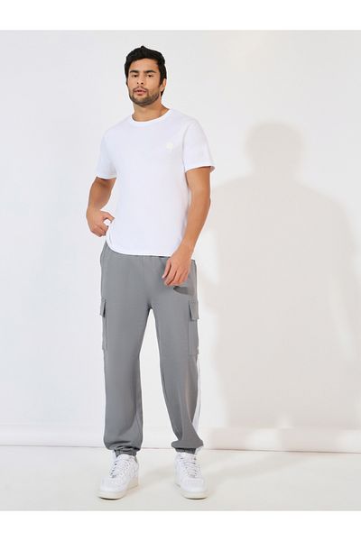 Styli Contrast Panel Oversized Joggers with Cargo Pocket