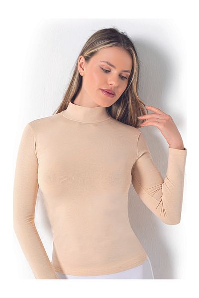 Altınay Women's White Turtleneck Long Sleeve Fit Mold Body