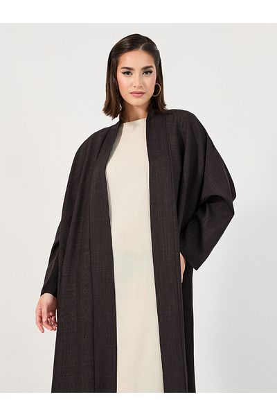 Styli Open Front Melange Abaya