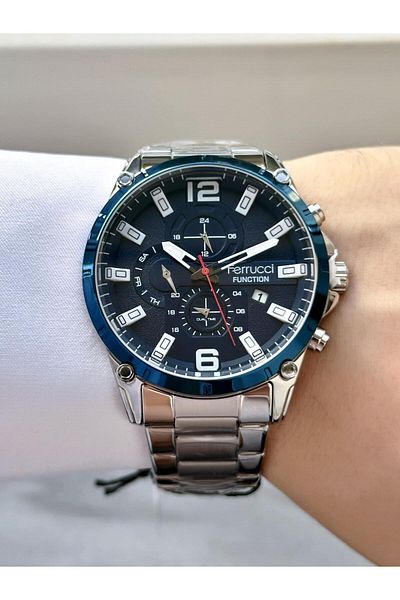 Ferrucci Men's Functions Active Steel Band Wrist Watch