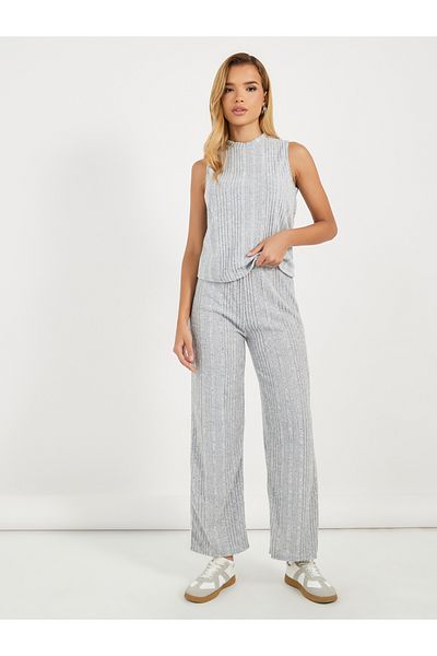 Styli Rib Knit Sleeveless Top & Pants Co-Ords