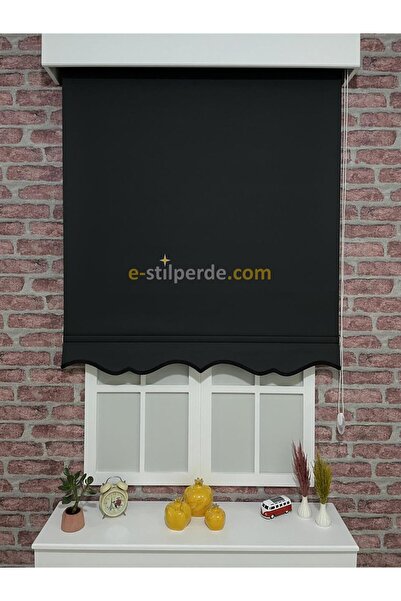 IŞILTI Perde Sistemleri Blackout ( Karartma ) Stor Perde Siyah ( Etek Dilimli )