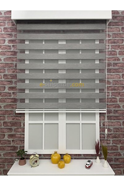 IŞILTI Perde Sistemleri Zebra Perde Eko Bambu Gri ( Etek Dilimsiz )