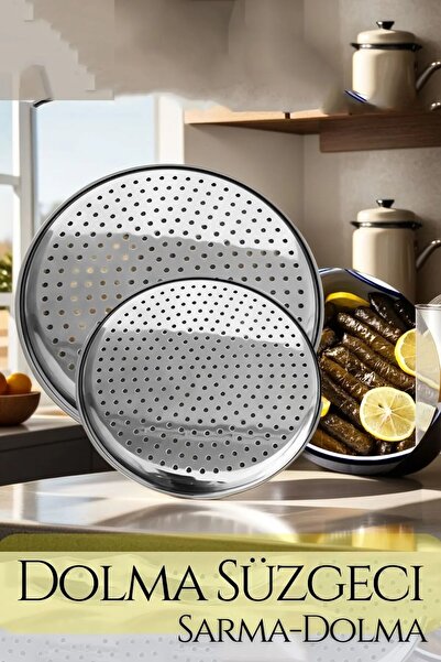 Kitchen Damys Lüks Paslanmaz Çelik Sarma ve Dolma Süzgeci Altlığı 2'li