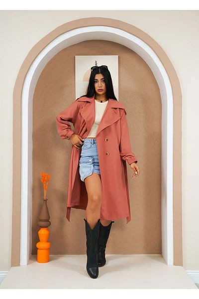 LUQ fasion New Season Draped Long Trench Coat