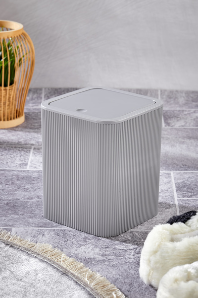 Homie Line Çizgili Kare Kapaklı Klik Çöp Kovası Banyo Mutfak