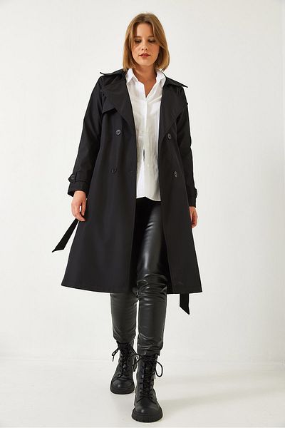 Bianco Lucci Zweireihiger Trenchcoat mit Kragen und Gürtel für Damen 5918 60261067