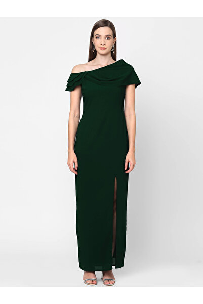 Mish By Styli One Shoulder Neck Sheath Maxi dress with High Slit