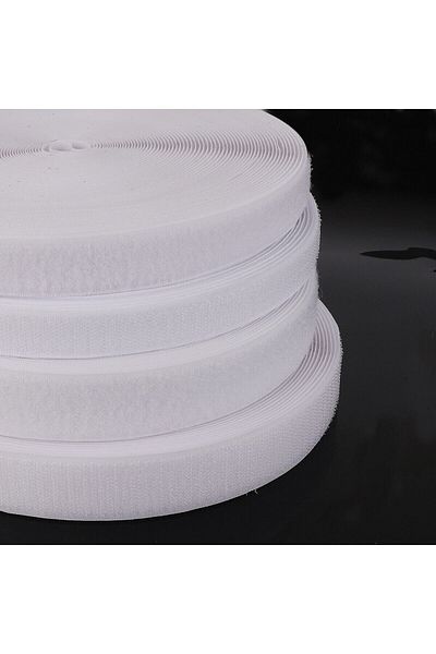 BGM TEKS 25 Meters White Velcro Tape - with Transverse and American Zip