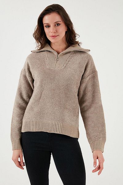 Fashion Friends Суитшърт с цип и яка от норка