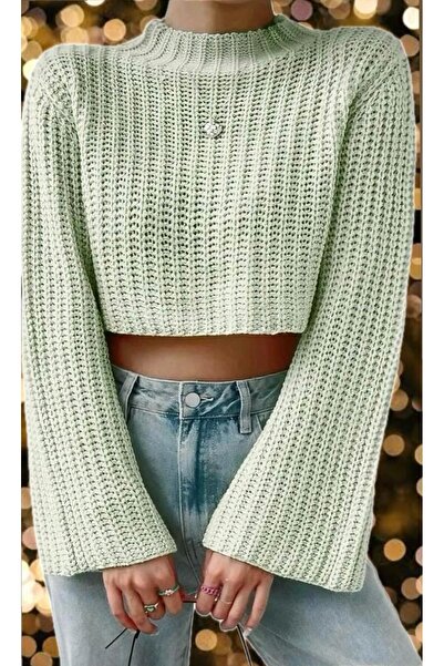 GNY TEXTİLE İspanyol Kol Triko Crop Model  Kazak