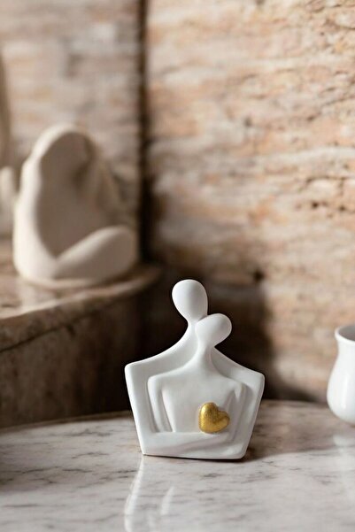 tambana Beyaz Heykel Biblo Dekoratif Süs Eşyası Dekoratif Masa Süsü Salon Aksesuarları Model 47