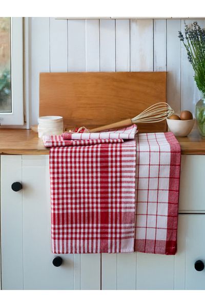 Koza Mix towel Pöti Square Patterned Kitchen Towel Set of 4 - Dish Drying Cloth Cleaning Cloth