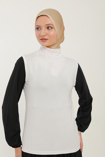 Sonbaharmoda Γυναικείο μηδενικό μανίκι μισό ζιβάγκο χτενισμένο βαμβακερό κορμάκι Lycra