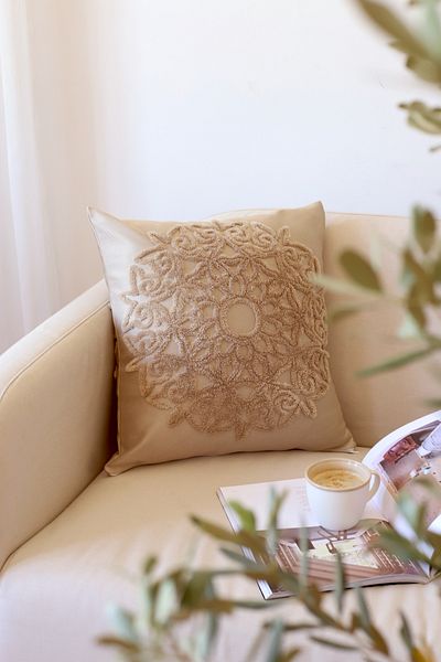 HAMUR Bohemian Special Design Punch Ponch Σχέδιο Τετράγωνο Διακοσμητικό Κάλυμμα Μαξιλαριού Αρκετά Φυσικό