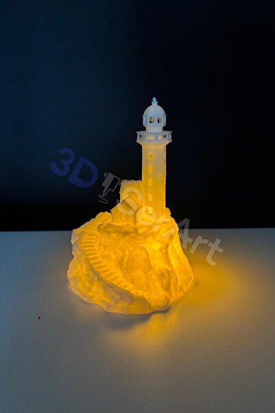 3D SerArt Tealight Deniz Feneri Pilli Mum Dahil 12cm x 9cm x 9cm