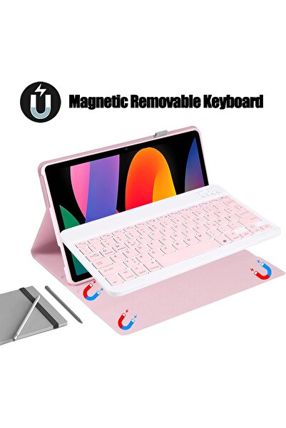 m.tk moveteck Xiaomi Redmi Pad Se 11 Inch Compatible Bluetooth-Compatible Case with Stand and Pen Compartment and Keyboard Magnetic