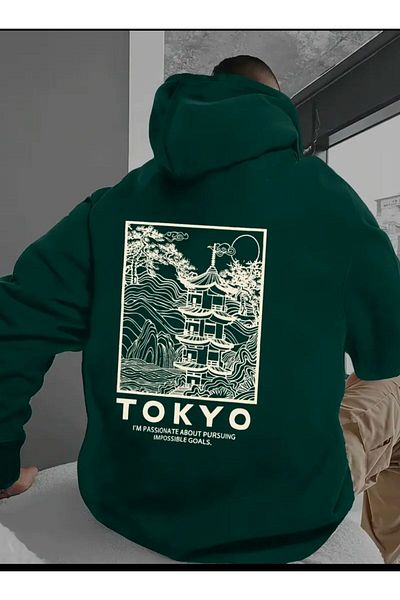 Medinenur Φούτερ με κουκούλα με στάμπα Tokyo Back