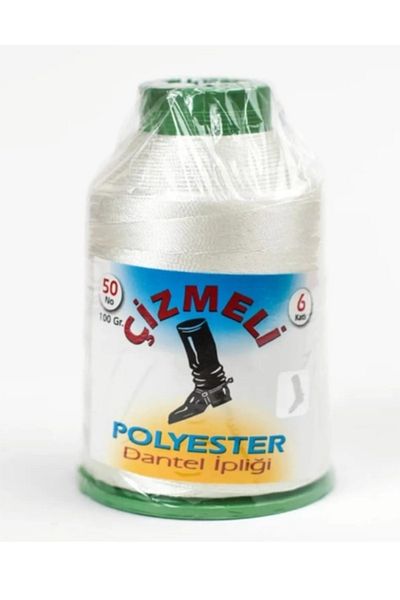 çizmeli 100 Gram Polyester No:50. 6Ply Oya Lace Hand Knitting and Processing Floss. Snow White.