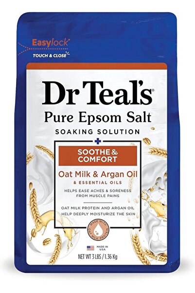 Dr Teals ملح الاستحمام إبسوم مع حليب الشوفان وزيت الأرجان 1.36 كجم