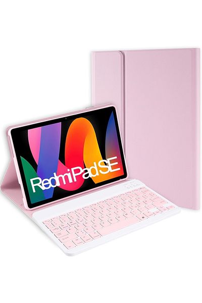 m.tk moveteck حافظة Xiaomi Redmi Pad SE مقاس 11 بوصة متوافقة مع تقنية البلوتوث مع حامل وحجرة قلم ولوحة مفاتيح مغناطيسية