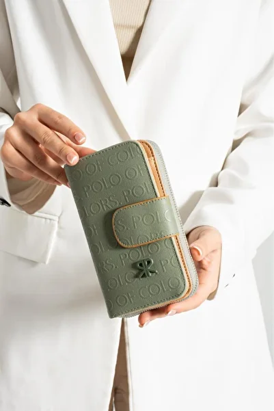 ImPolo Nili Green Tag Print Women's Hand Wallet 10X17 Size