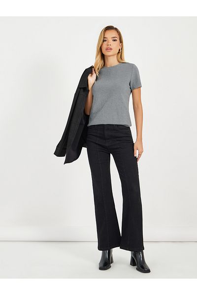 Styli Ribbed Regular Fit Round Neck T-Shirt