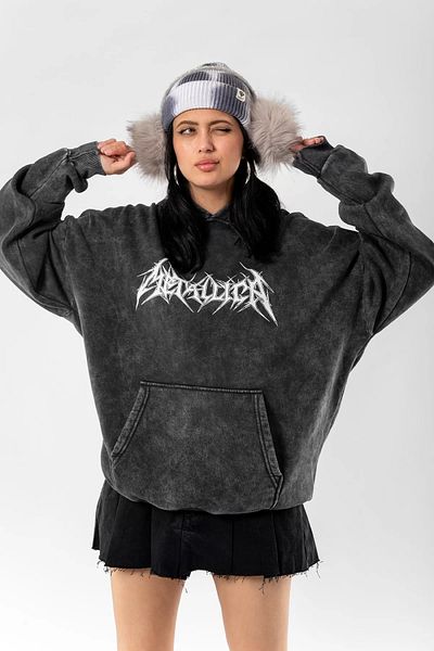 Bak Moda Hanorac afumat unisex oversize imprimat cu logo Metallica lavabil