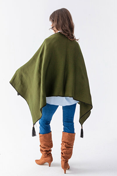 nisaNCa Stylish Women's Neckerchief - Solid Knitwear, Thin Detailed Tassel Shoulder Shawl, Modern and Time