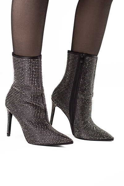 ROSE DEDO RSD1001-1 Kadın Günlük Parlak Taşlı Boydan iç Fermuarlı Çizme
