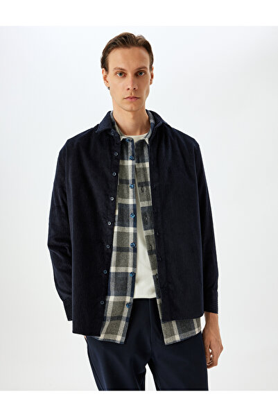 Koton Бавовняний вельветовий гольф з довгим рукавом Regular Fit Сорочка