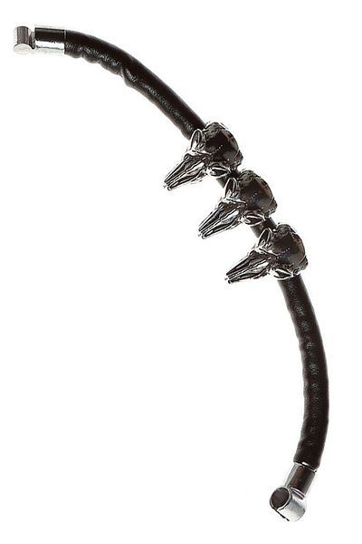 Rouge Unisex Leather Bracelet with Devil Skull Symbol