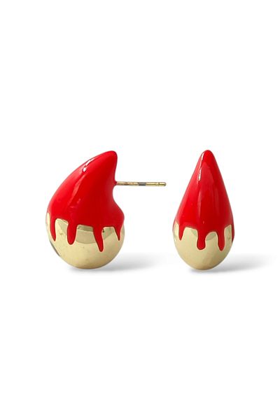 Çlk Accessories Premium Red Drop Bottega Earrings