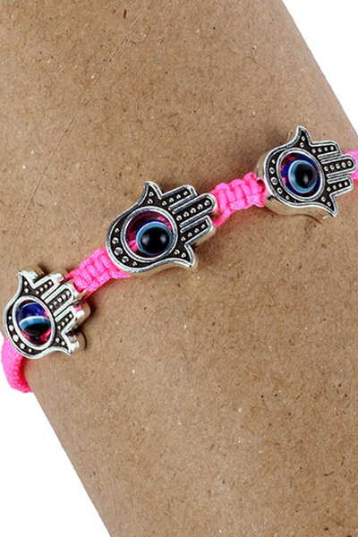 Rouge سوار نسائي من Fatma Mother Hand Evil Eye باللون الوردي