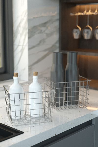 Tekno-tel Teknotel Organizer - Διακοσμητικό Καλάθι 2 τεμαχίων Chrome EG218