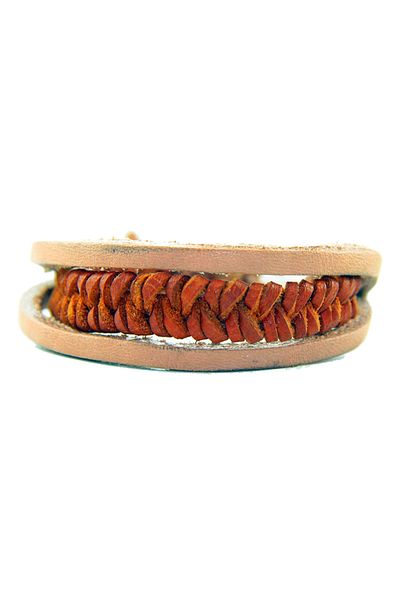 Rouge Three Row Model Leather Unisex Bracelet