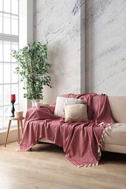Miracolo Home Husa decorativa pentru canapea din bumbac rosu Claret Dimensiun...