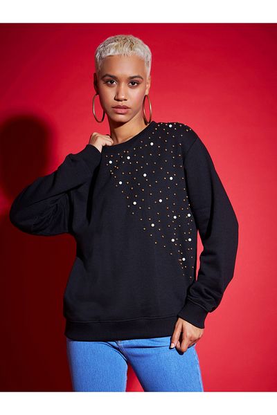 Sassafras By Styli Oversized Embellished Terry Sweatshirt