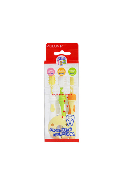 Pigeon مجموعة فرشاة أسنان تدريب 1 و2 و3 قطع بشعيرات ناعمة للغاية وقبضة ناعمة،...