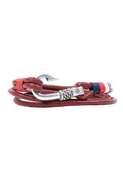 Rouge Fishing Rod End Figure Leather Coiled Red Unisex Bracelet
