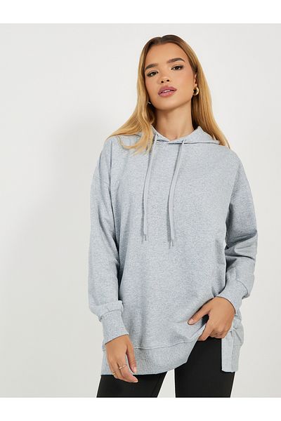Styli Oversized Longline Hoodie with Dropped Shoulder