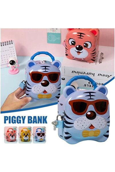 Sepetay Sevimli Mavi Kaplan Metal Kumbara - Hayvan Figür Bozuk Para Kutusu - ...