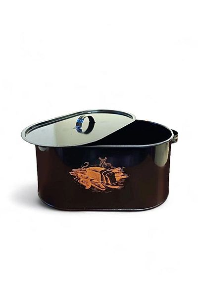 modalonga Metal Large Size Covered Patterned Bread Dish Black