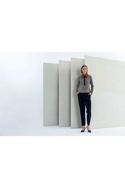 KAMEYA Boucle Collar Houndstooth Blouse