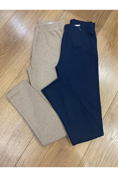 nacar çarşı KIZ ÇOCUK 2'Lİ YÜKSEK BEL ŞARDONLU FİTİLLİ KIŞLIK DAR PAÇA TAYT(2 ADET )