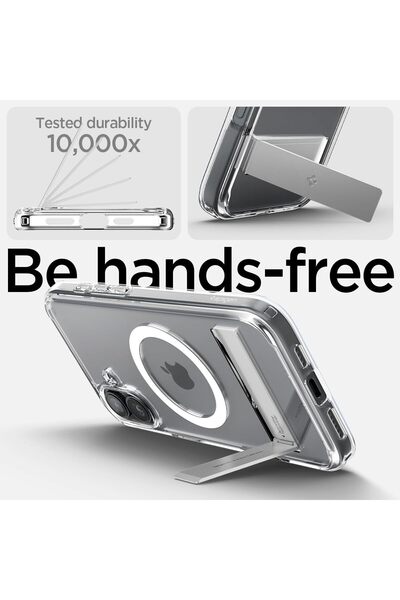 Spigen Ultra Hybrid S MagFit for iPhone 16 PLUS case with Kickstand - Crystal Clear